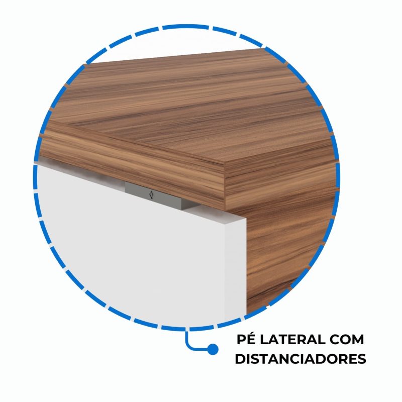 Mesa Diretorzinha c/ Aparador – Pé de MADEIRA – 1,90×1,50m – NOGAL SEVILHA / BRANCO – 34426 CADEIRAS RENOVA 8