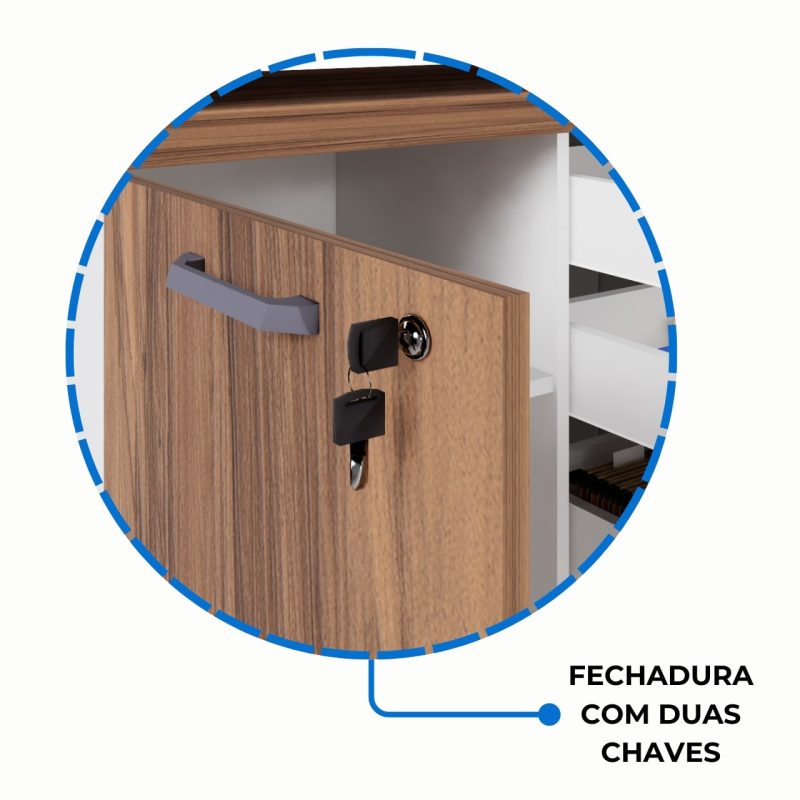 Armário Baixo 03 Gavetas e Porta (MISTO) – NOGAL SEVILHA/BRANCO – 34422 CADEIRAS RENOVA 5