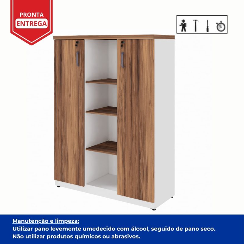Armário Alto Credenza com Nicho – 1,61×1,20×0,45m – NOGAL SEVILHA/BRANCO- 34415 CADEIRAS RENOVA 7