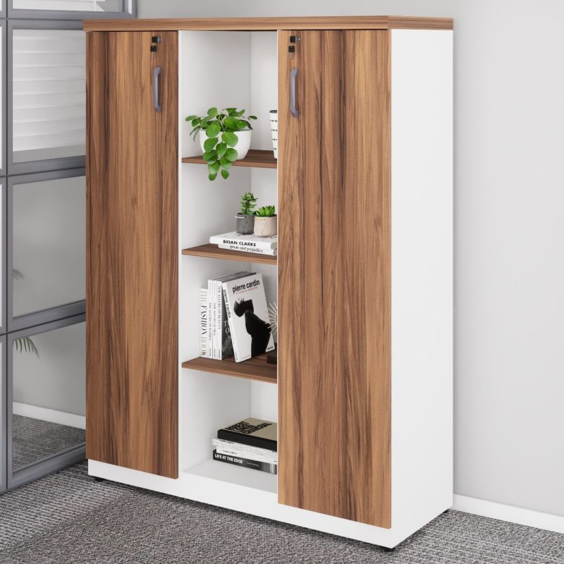 Armário Alto Credenza com Nicho – 1,61×1,20×0,45m – NOGAL SEVILHA/BRANCO- 34415 CADEIRAS RENOVA 3