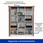 Armário Alto Credenza com Nicho – 1,61×1,20×0,45m – NOGAL SEVILHA/BRANCO- 34415 CADEIRAS RENOVA 12