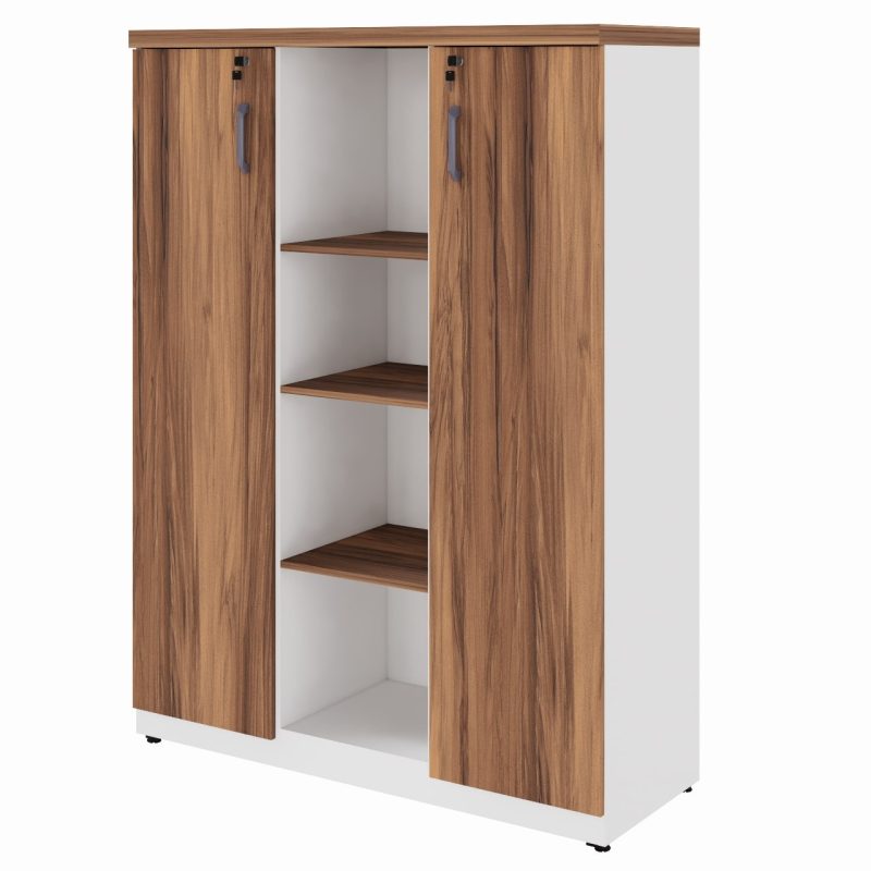 Armário Alto Credenza com Nicho – 1,61×1,20×0,45m – NOGAL SEVILHA/BRANCO- 34415 CADEIRAS RENOVA 2