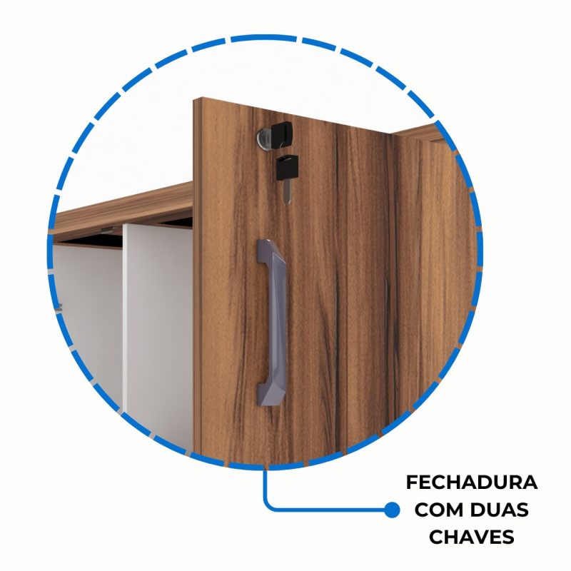 Armário Alto Credenza com Nicho – 1,61×1,20×0,45m – NOGAL SEVILHA/BRANCO- 34415 CADEIRAS RENOVA 5