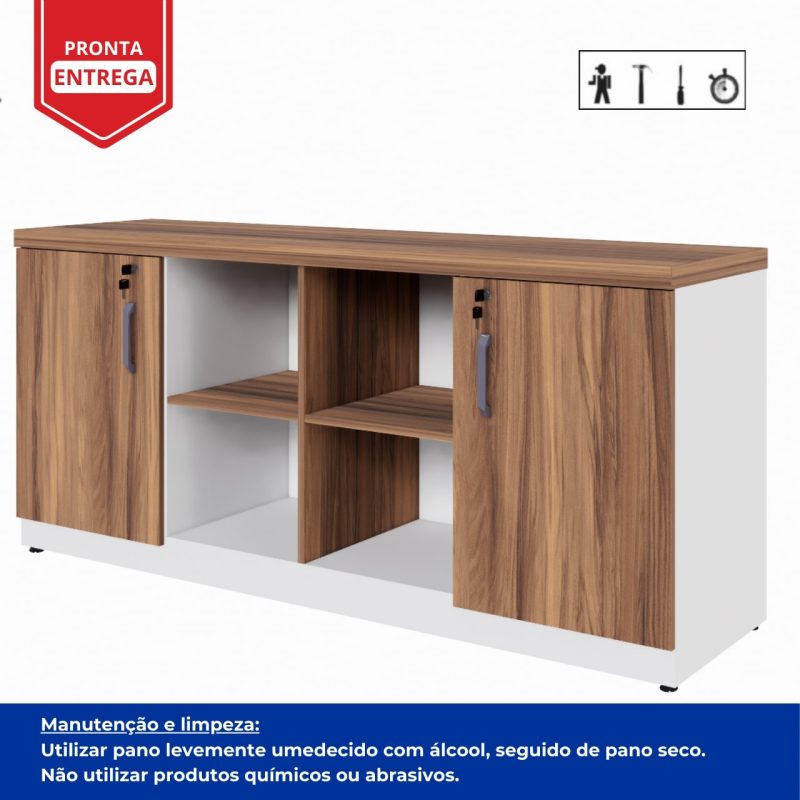 Armário Baixo GOLD Credenza ESPECIAL – 1,60×0,73×0,45m – NOGALSEVILHA / BRANCO – 34502 CADEIRAS RENOVA 2