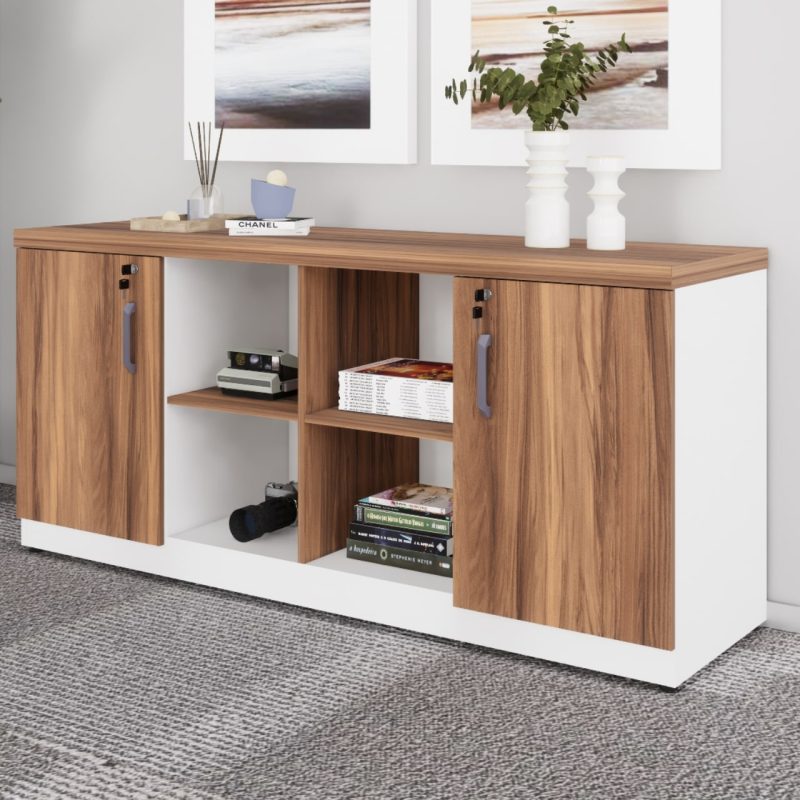 Armário Baixo GOLD Credenza ESPECIAL – 1,60×0,73×0,45m – NOGALSEVILHA / BRANCO – 34502 CADEIRAS RENOVA 3
