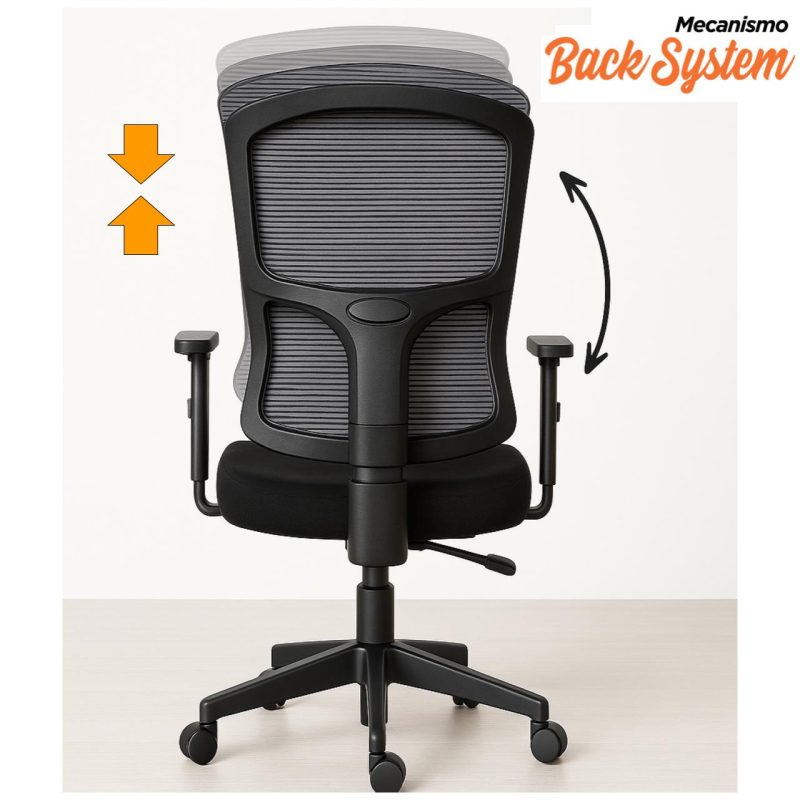 Cadeira de Escritório Tela PRYUS Back System – Cor Preto – 20099 CADEIRAS RENOVA 5