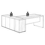 Mesa Escritório PRESIDENTE c/ Armário Pedestal – 1,82×1,80m – NOGAL SEVILHA/BRANCO – 34602 CADEIRAS RENOVA 20