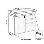 Armário Baixo 03 Gavetas e Porta (MISTO) – NOGAL SEVILHA/BRANCO – 34422 CADEIRAS RENOVA 16