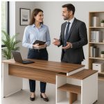 Mesa PEDESTAL RETA (03 Gav.) – 1,92X0,70m – WORKSTART – NOGAL SEVILHA/BRANCO- 34405 CADEIRAS RENOVA 18