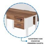 Estação de Trabalho Dupla 1,20×1,35m c/ 02 Gavetas c/ ponto de tomada PÉ QUADRO – Cor Nogal Sevilha/Branco – 34423 CADEIRAS RENOVA 17