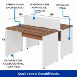 Estação de Trabalho Dupla 1,20×1,35m 02 Lugares sem Gavetas c/ ponto de tomada PÉ PAINEL – Nogal Sevilha/Branco – 34428 CADEIRAS RENOVA 17