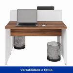 Estação de Trabalho Dupla 1,20×1,35m 02 Lugares sem Gavetas c/ ponto de tomada PÉ PAINEL – Nogal Sevilha/Branco – 34428 CADEIRAS RENOVA 15