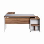 Mesa para Escritório em “L” com VIDRO FUMÊ – 1,92X1,60M NOGAL SEVILHA/BRANCO – 34432 CADEIRAS RENOVA 18