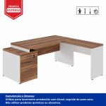 Mesa para Escritório em “L” com Gavetão – 1,92X1,60m -NOGAL SEVILHA/BRANCO – 34431 CADEIRAS RENOVA 12