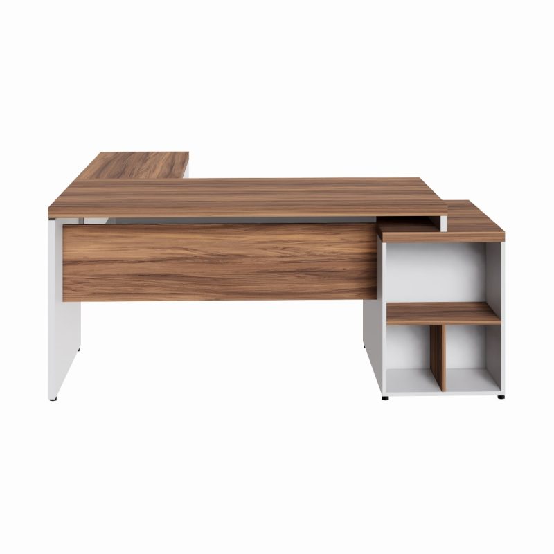 Mesa para Escritório em “L” com Gavetão – 1,92X1,60m -NOGAL SEVILHA/BRANCO – 34431 CADEIRAS RENOVA 5