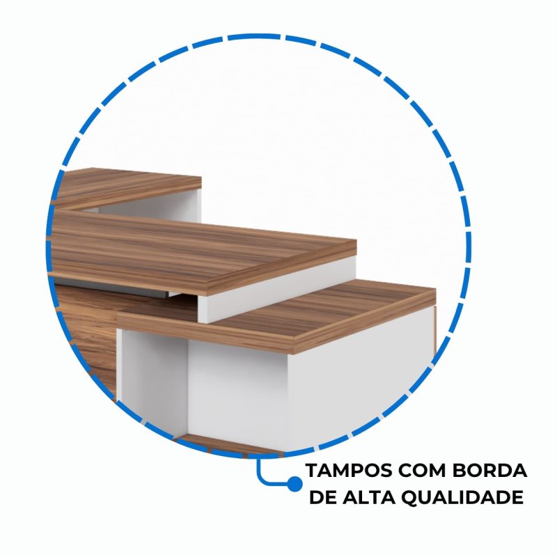 Mesa para Escritório em “L” com Gavetão – 1,92X1,60m -NOGAL SEVILHA/BRANCO – 34431 CADEIRAS RENOVA 9
