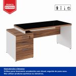 Mesa para Escritório com VIDRO FUMÊ – 1,92×0,70m – NOGAL SEVILHA/BRANCO – 34430 CADEIRAS RENOVA 14