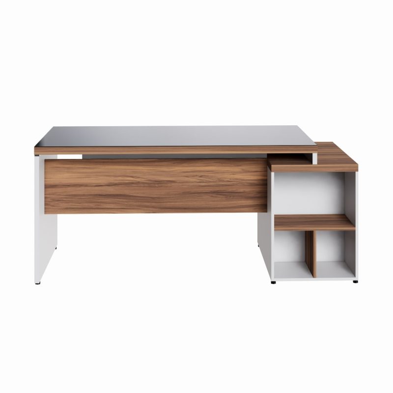 Mesa para Escritório com VIDRO FUMÊ – 1,92×0,70m – NOGAL SEVILHA/BRANCO – 34430 CADEIRAS RENOVA 7