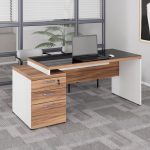 Mesa para Escritório com VIDRO FUMÊ – 1,92×0,70m – NOGAL SEVILHA/BRANCO – 34430 CADEIRAS RENOVA 18