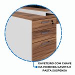 Mesa para Escritório com VIDRO FUMÊ – 1,92×0,70m – NOGAL SEVILHA/BRANCO – 34430 CADEIRAS RENOVA 16
