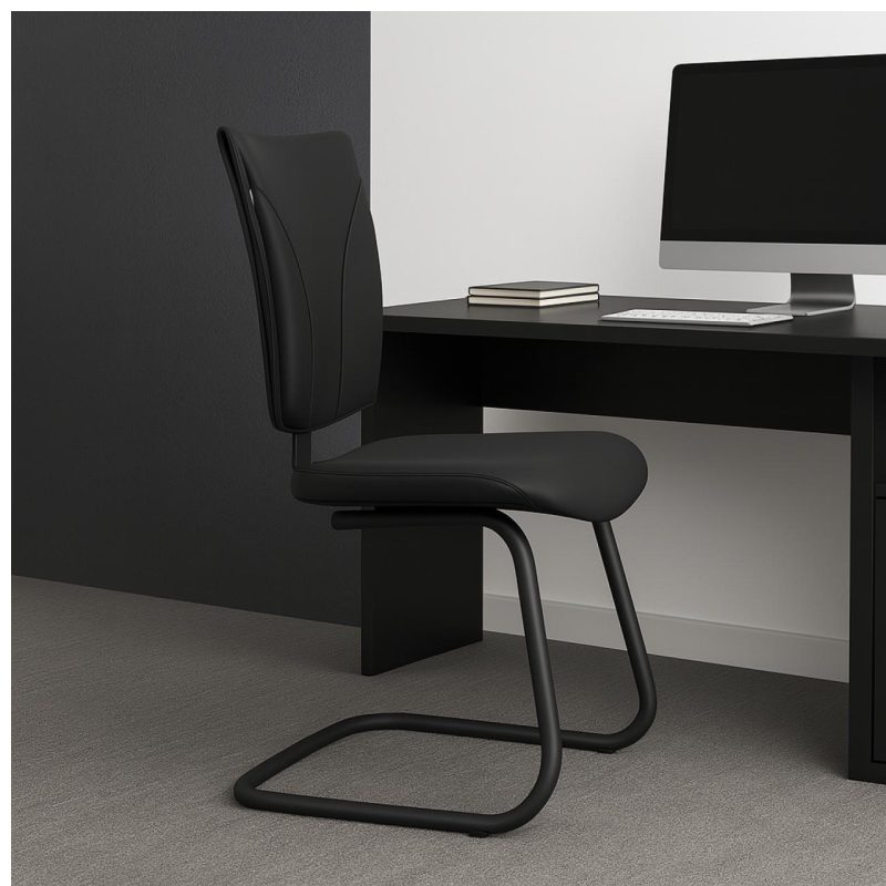 Cadeira de Escritório B-ONE Base em “S” Preta – Corino Preto – 31032 CADEIRAS RENOVA 9