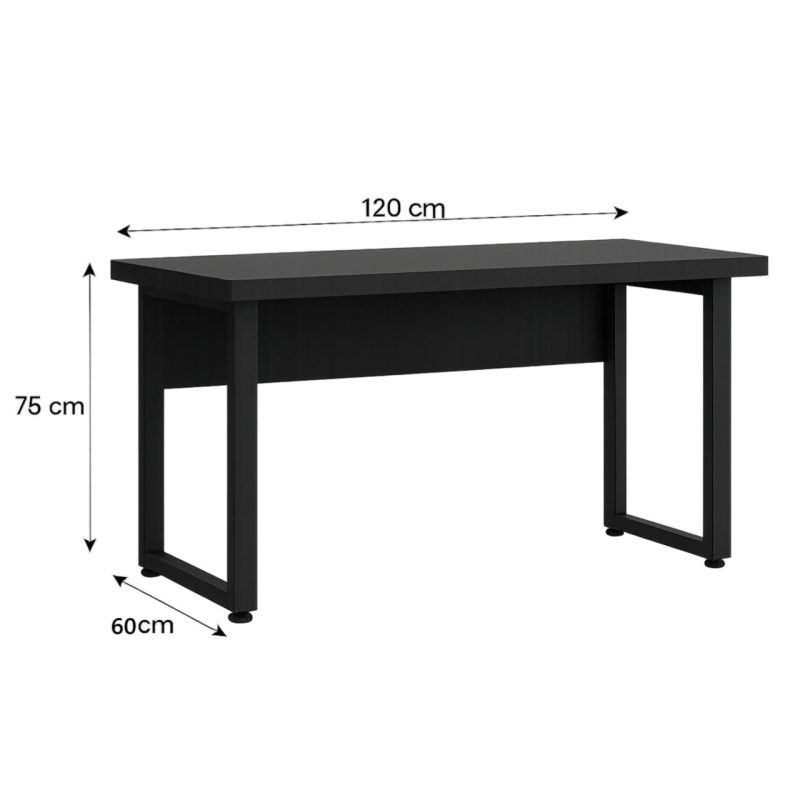 Mesa Escritório PÉ QUADRO – 1,20×0,60m – S/ Gavetas – PRETO / PRETO – 26001 CADEIRAS RENOVA 5