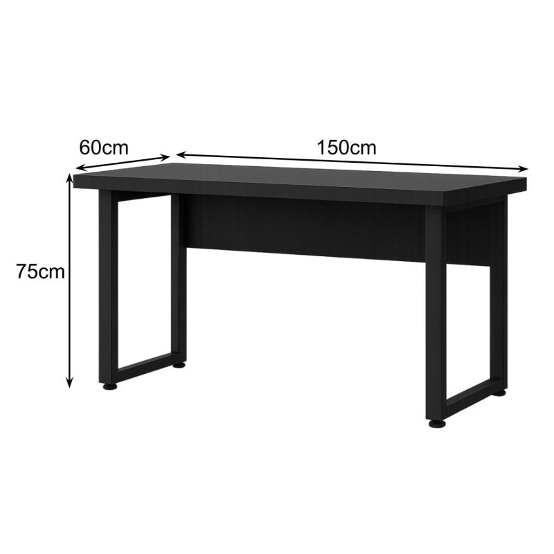 Mesa Escritório PÉ QUADRO – 1,50×0,60m – S/ Gavetas – PRETO / PRETO – 26002 CADEIRAS RENOVA 5