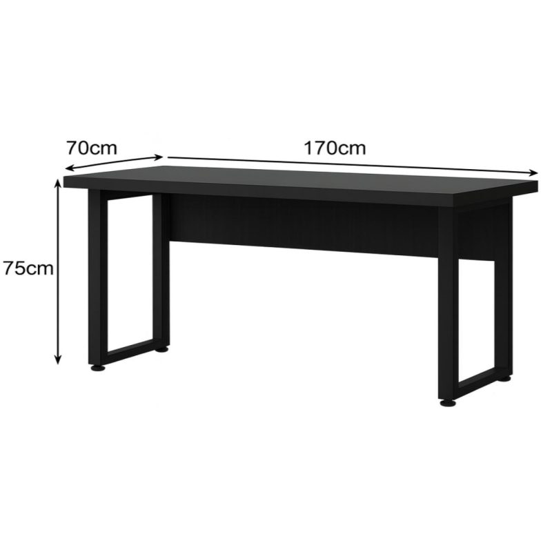 Mesa Escritório PÉ QUADRO – 1,70×0,70m – S/ Gavetas – PRETO / PRETO – 26003 CADEIRAS RENOVA 6