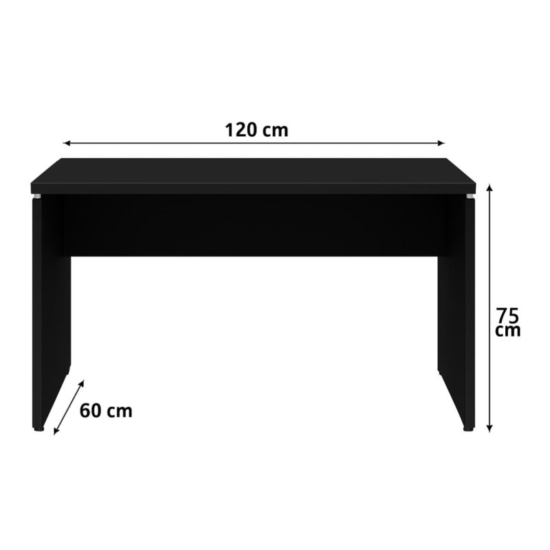 Mesa Escritório 1,20×0,60m – S/ Gavetas – PRETO/PRETO – 26005 CADEIRAS RENOVA 4