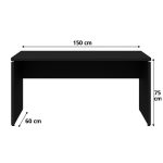 Mesa Escritório 1,50×0,60m – S/ Gavetas – PRETO/PRETO – 26006 CADEIRAS RENOVA 13