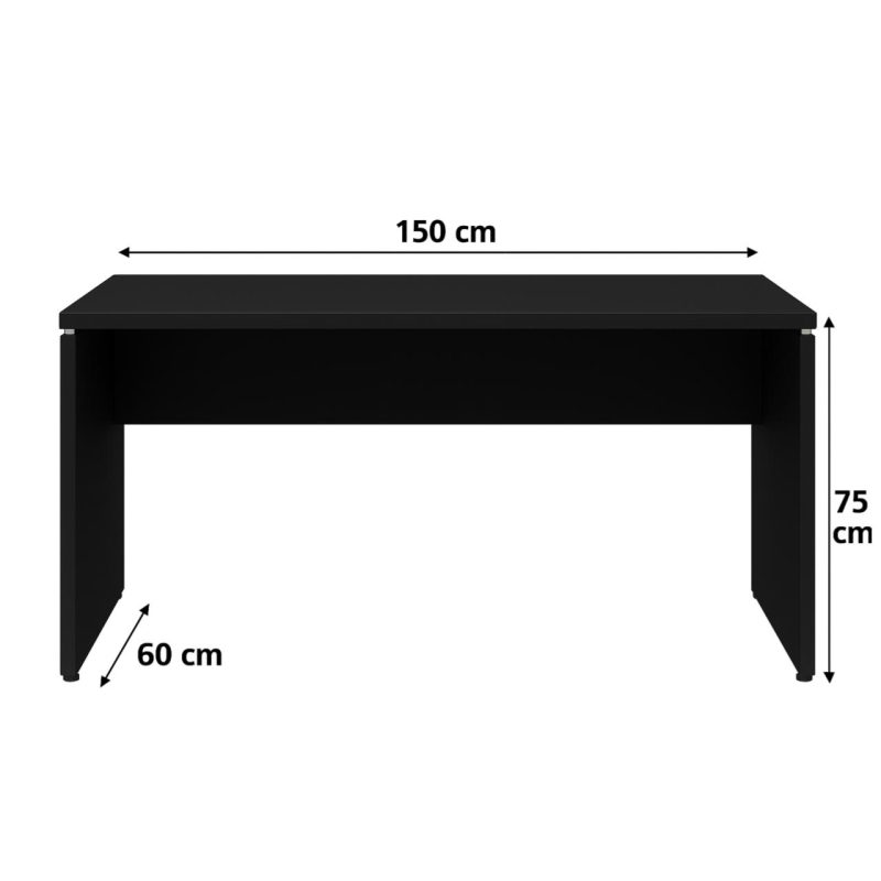 Mesa Escritório 1,50×0,60m – S/ Gavetas – PRETO/PRETO – 26006 CADEIRAS RENOVA 6