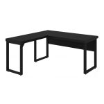 Mesa em L PÉ QUADRO (Mesa 1,50m + Mesa Auxiliar) – S/ Gavetas – PRETO / PRETO – 26010 CADEIRAS RENOVA 13