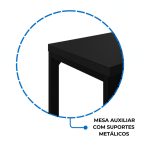 Mesa em L PÉ QUADRO (Mesa 1,50m + Mesa Auxiliar) – S/ Gavetas – PRETO / PRETO – 26010 CADEIRAS RENOVA 17