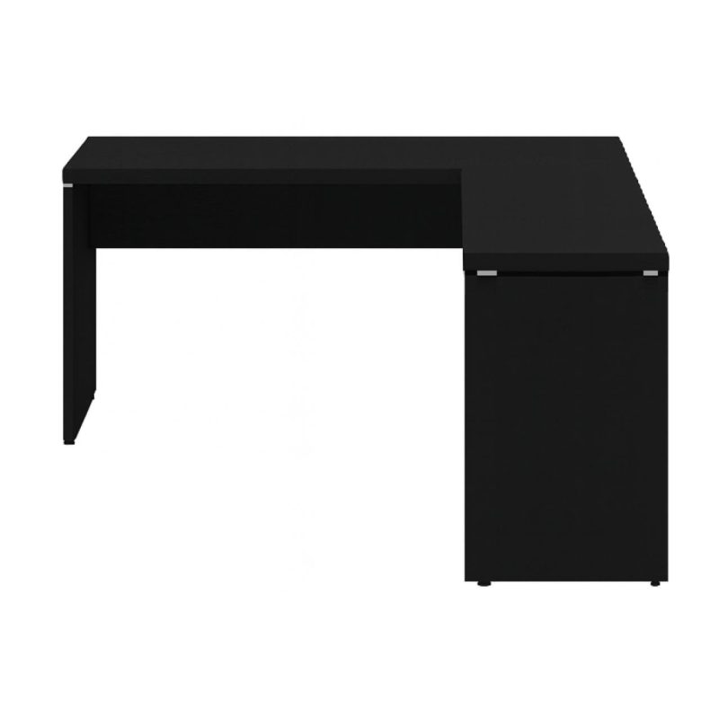 Mesa em L PÉ PAINEL (Mesa 1,50m + Mesa Auxiliar) – S/ Gavetas – PRETO / PRETO – 26012 CADEIRAS RENOVA 4