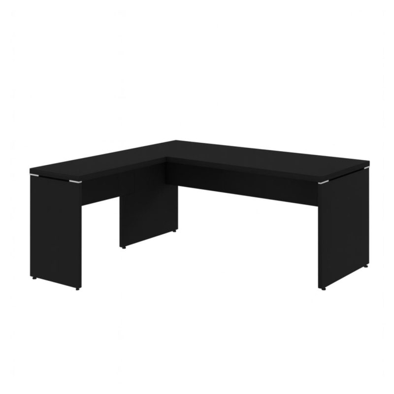 Mesa em L PÉ PAINEL (Mesa 1,50m + Mesa Auxiliar) – S/ Gavetas – PRETO / PRETO – 26012 CADEIRAS RENOVA 5