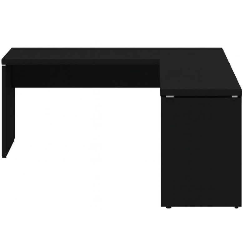 Mesa em L PÉ PAINEL (Mesa 1,70m + Mesa Auxiliar) – S/ Gavetas – PRETO / PRETO – 26013 CADEIRAS RENOVA 4
