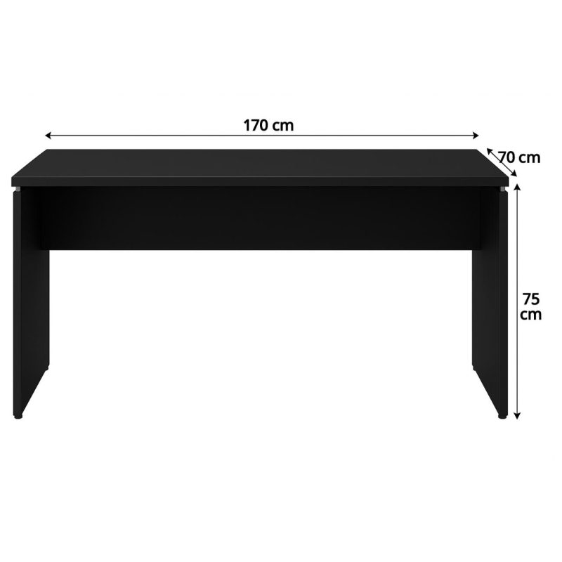 Mesa em L PÉ PAINEL (Mesa 1,70m + Mesa Auxiliar) – S/ Gavetas – PRETO / PRETO – 26013 CADEIRAS RENOVA 6