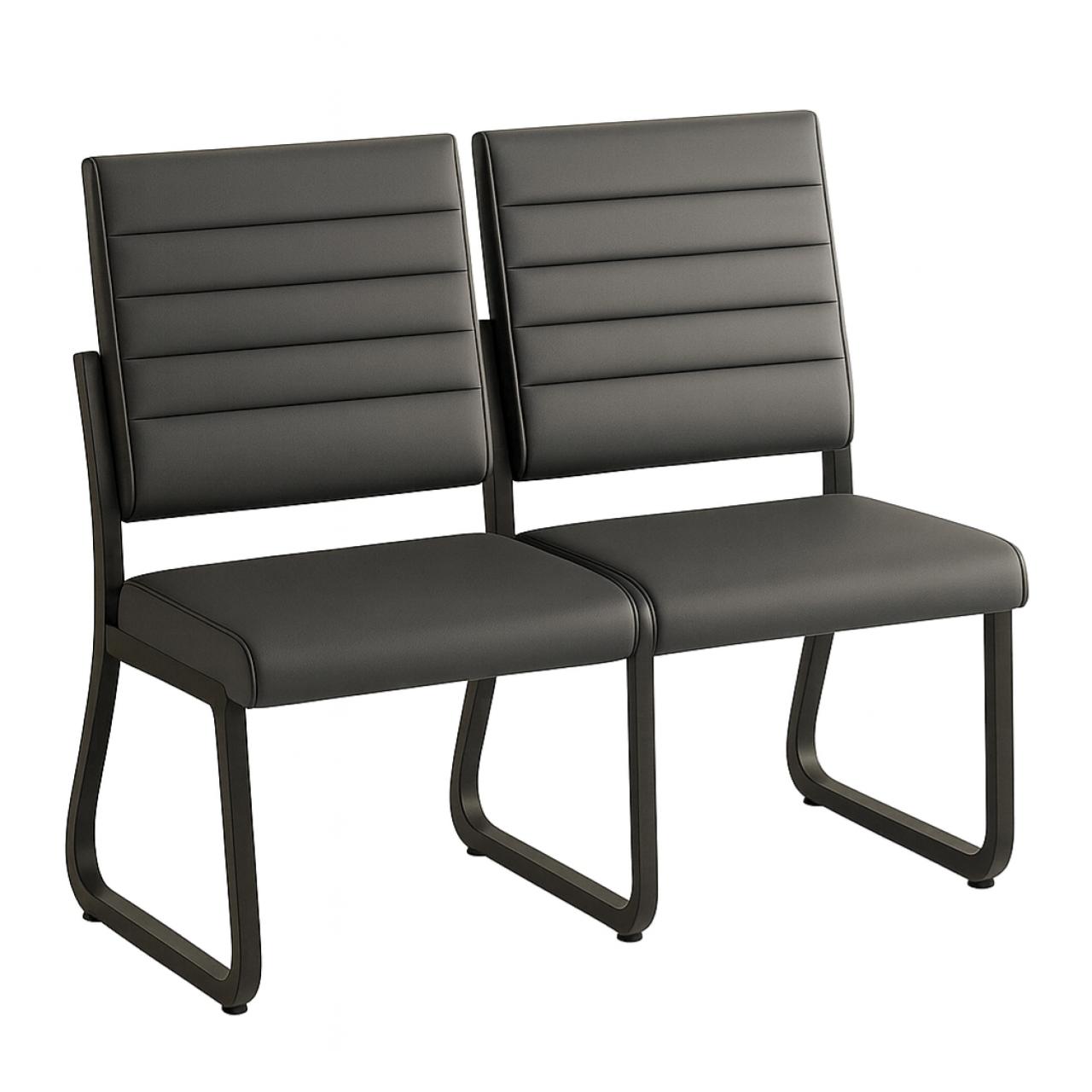 Sofanete para Escritório Estofada com 02 Lugares - TRIX - Pés PRETO - 35120