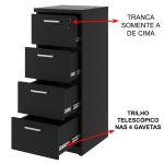 Arquivo de Madeira para Pasta Suspensa com 4 Gavetas – MDP PRETO – 26035 CADEIRAS RENOVA 12