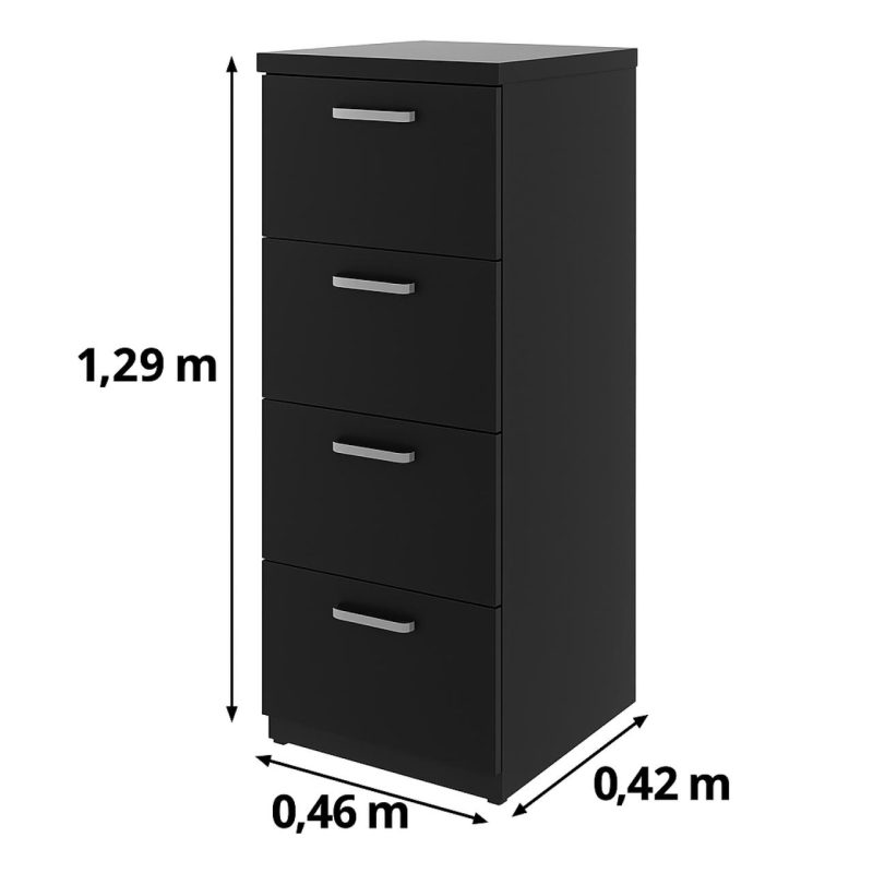 Arquivo de Madeira para Pasta Suspensa com 4 Gavetas – MDP PRETO – 26035 CADEIRAS RENOVA 5