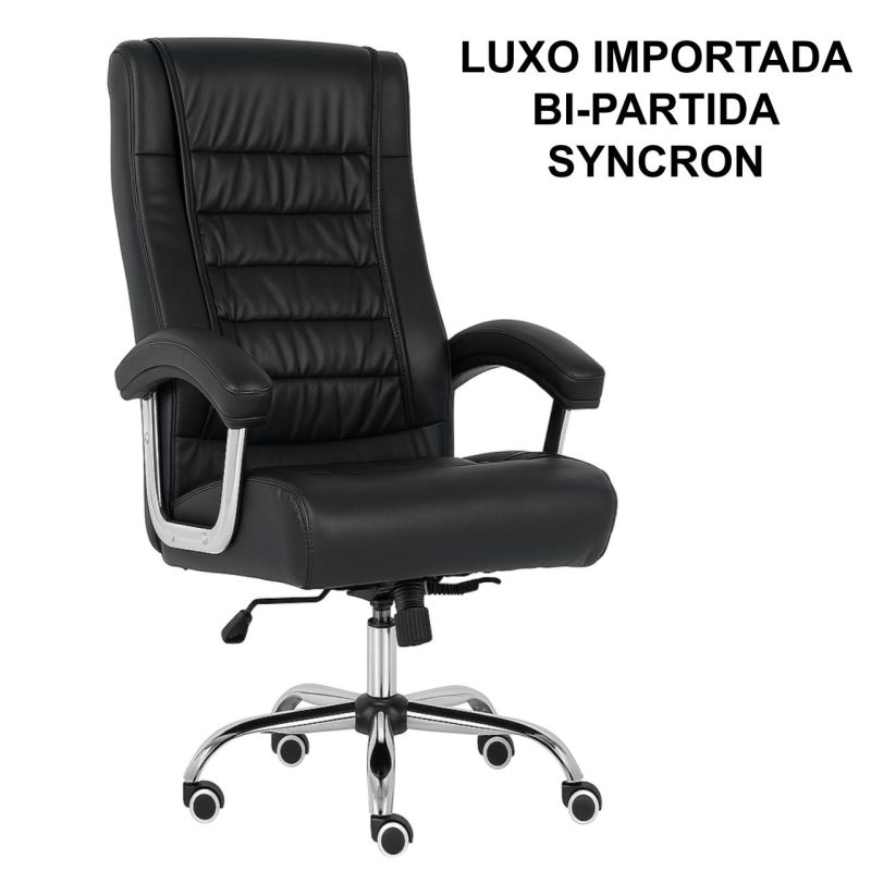 Poltrona LUXO IMPORTADA Concha Dupla Syncron – Couríssimo Preto – 30017 CADEIRAS RENOVA 2