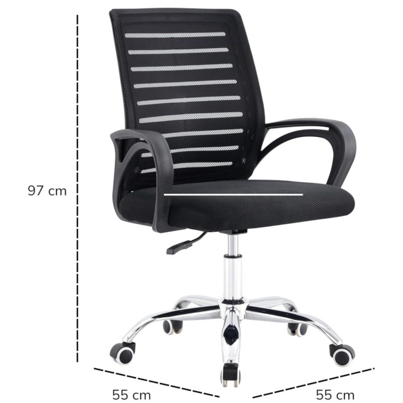 Cadeira para Escritório Tela OZY com Braço – Cor Preta – 30055 CADEIRAS RENOVA 6