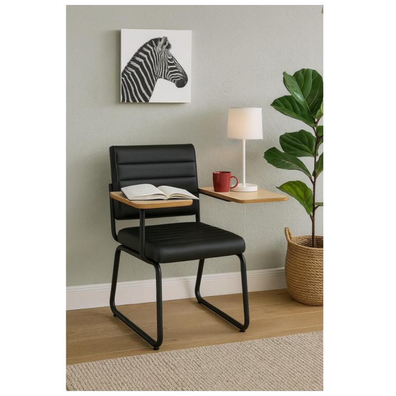 Poltrona Universitária TRIX Estofada com Prancheta Fixa – Corino Preto – 35121 CADEIRAS RENOVA 7