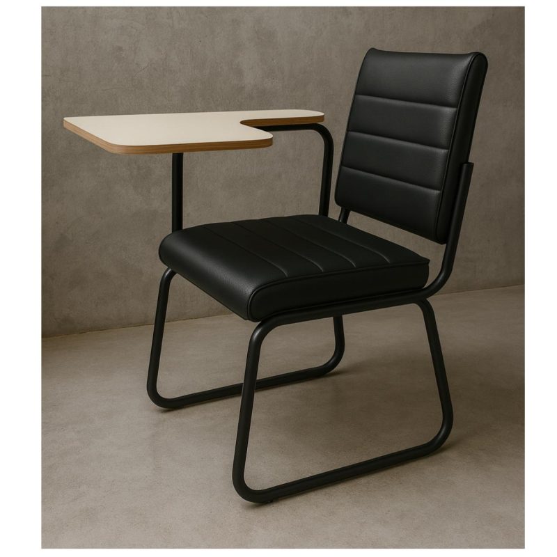 Poltrona Universitária TRIX Estofada com Prancheta Fixa – Corino Preto – 35121 CADEIRAS RENOVA 8